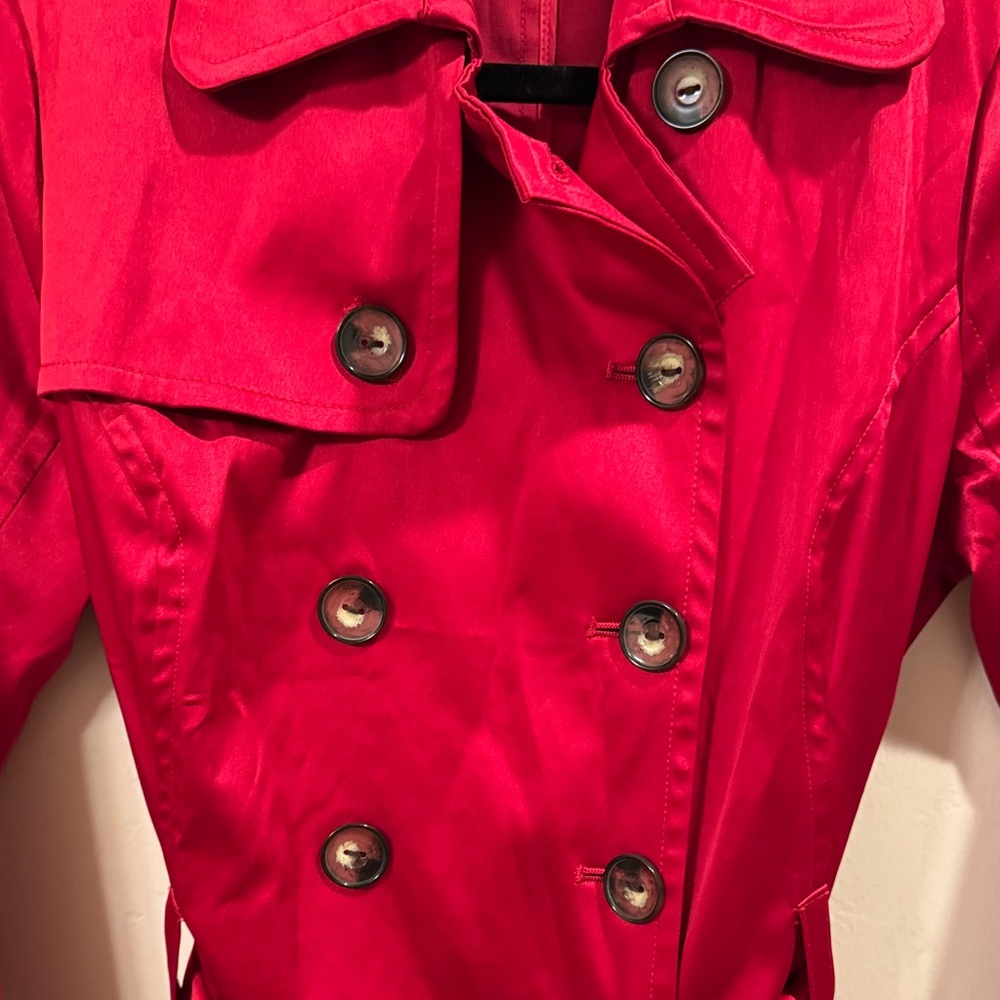 BCX Vibrant Red Trench Coat for Women - Picture 3 of 8